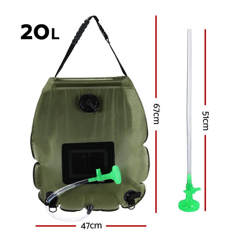 Weisshorn Camping Shower Bag 20L Set of 2 Portable Green Black