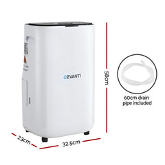 Devanti Dehumidifier 20L Air Purifier White