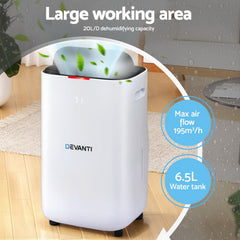 Devanti Dehumidifier 20L Air Purifier White