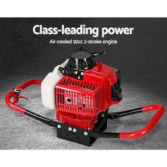 Giantz Post Hole Digger 92CC Petrol Motor Drill Extension Auger Bits Kits