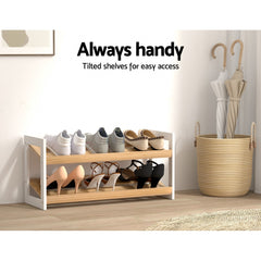 Artiss Shoe Rack 2 Tier 6 Pairs White Kara