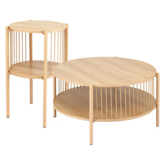 Artiss Coffee Table 2-Tier Round Wood