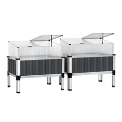 Green Fingers Raised Garden Bed x2 80x49x74cm Greenhouse Planter Box Galvanised Herb