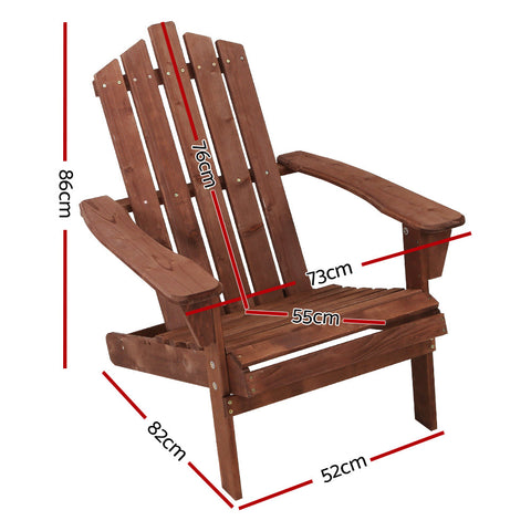 Gardeon Outdoor Sun Lounge Beach Chairs Table Setting Wooden Adirondack Patio Brown Chair NT Deals