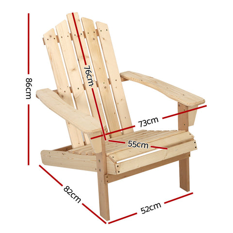 Gardeon Outdoor Sun Lounge Beach Chairs Table Setting Wooden Adirondack Patio Chair Light Wood Tone NT Deals