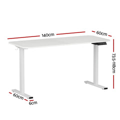 Artiss Electric Standing Desk 140cm Adjustable Height Motorised Home Office Desk White