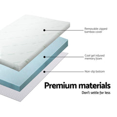 Giselle Bedding Memory Foam Mattress Topper Cool Gel 8cm Queen