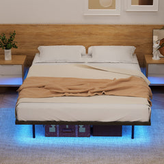 Artiss Queen Bed Frame,Floating Metal Bed Frame with Smart LED Lights - Sturdy Metal Platform Bed Base, Silent Design, Tool-Free Assembly, 300KG Capacity for Home/Hotel/Master Bedroom?