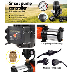 Giantz Garden Water Pump High Pressure 1800W 5-Stage Tank Irrigation Black
