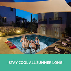 Instahut Shade Sail 5x5x5m Triangle 185GSM 95% Sand Shade Cloth