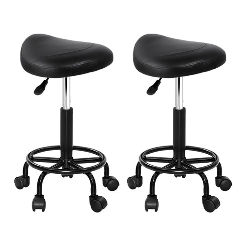 Artiss 2x Salon Stool Saddle Swivel Chair