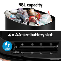 Devanti 38L Motion Sensor Bin Rubbish Automatic Black