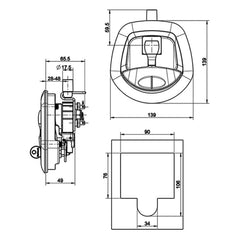 Black Power Operated Central Locking Handle Whale Tail Lock Recessed Folding 12V