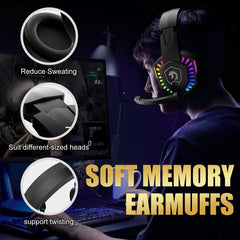 Gaming Keyboard & Mouse & Headset & Mousepad Set RGB Backlit Wired for PC Laptop