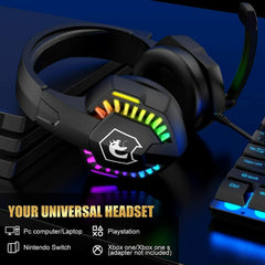Gaming Keyboard & Mouse & Headset & Mousepad Set RGB Backlit Wired for PC Laptop