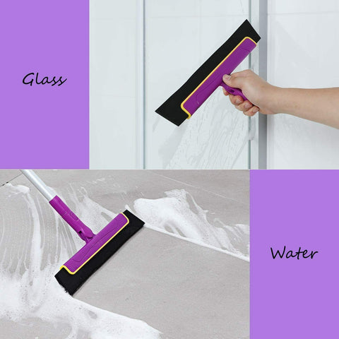 Purple Floor Squeegee WiperBroom Floor Tile Cleaning Household Extendable Handle