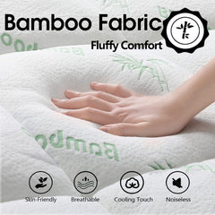 Bamboo Pillowtop Mattress Topper Luxury Bedding Mat Pad Protector Cover King Single 108 x 203 cm