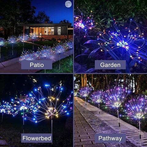 Colourful Fireworks 150 LED Fairy String Lights Starburst Solar Xmas Garden Night Lamp Hot NEW