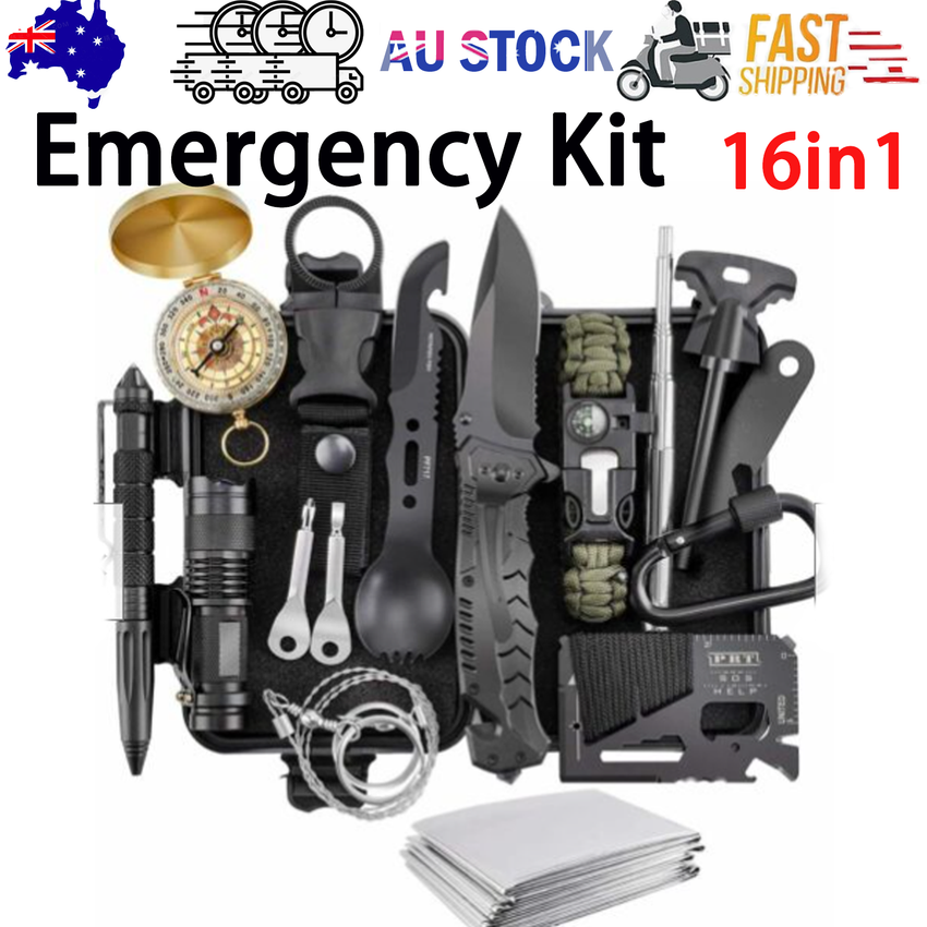 16in1 SOS Kit Outdoor Emergency Equipment Box For Camping Survival Gear