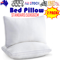 2xStandard Quality Pillows Cotton Hotel Adjustable Home Pillows Down Alternative Pillows