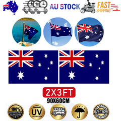 2 Pack Australian Aussie Flag Australia Anzac Day Oz AU 2x3ft 60x90cm Polyester