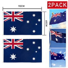 2 Pack Australian Aussie Flag Australia Anzac Day Oz AU 2x3ft 60x90cm Polyester