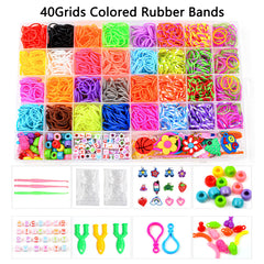 40Grids Rainbow Loom Bands Rubber Bracelet Making Kit S Clips Beads DIY Toys