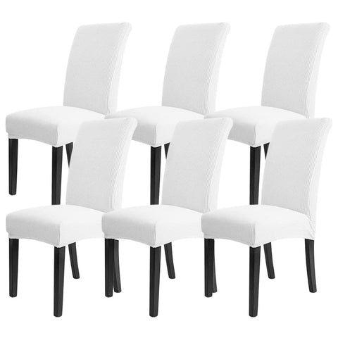GOMINIMO 6pcs Dining Chair Slipcovers/ Protective Covers (White) GO-DCS-106-RDT