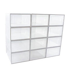 GOMINIMO Plastic Shoe Box 12PCS Medium Size Premium (White)