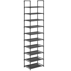 SONGMICS 10 Tier Metal Shoe Rack Non-Woven Fabric Shelves Black