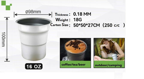 Aluminium coffee/beer cup
