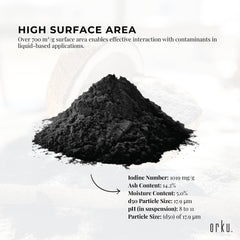 Orku 400g Activated Carbon Powder Coconut Charcoal Bucket - Water Filtration