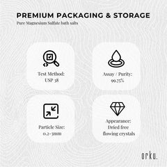 Orku 1Kg Epsom Salt - Magnesium Sulphate Bath Salts Skin Body