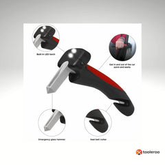 1x Car Cane Door Handle - Portable Elderly Standing Aid LED Flashlight Hammer Tool