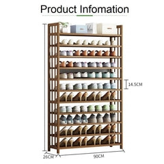 8 Tier Tower Bamboo Wooden Shoe Rack Corner Shelf Stand Storage Organizer