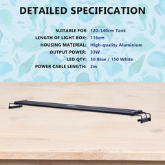 27W Set 2 Aquarium Blue White LED Light for Tank 95-115cm