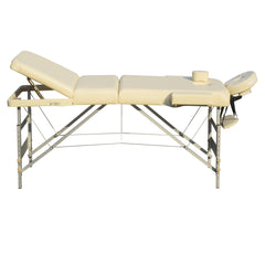 YES4HOMES 3 Fold 5 cm Thickness Foam Portable Aluminium Massage Table Massage Bed Beauty Therapy Beige