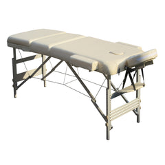 YES4HOMES 3 Fold 5 cm Thickness Foam Portable Aluminium Massage Table Massage Bed Beauty Therapy Beige