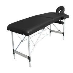 YES4HOMES 2 Fold 6cm Thickness Foam Portable Aluminium Massage Table Massage Bed Beauty Therapy Black