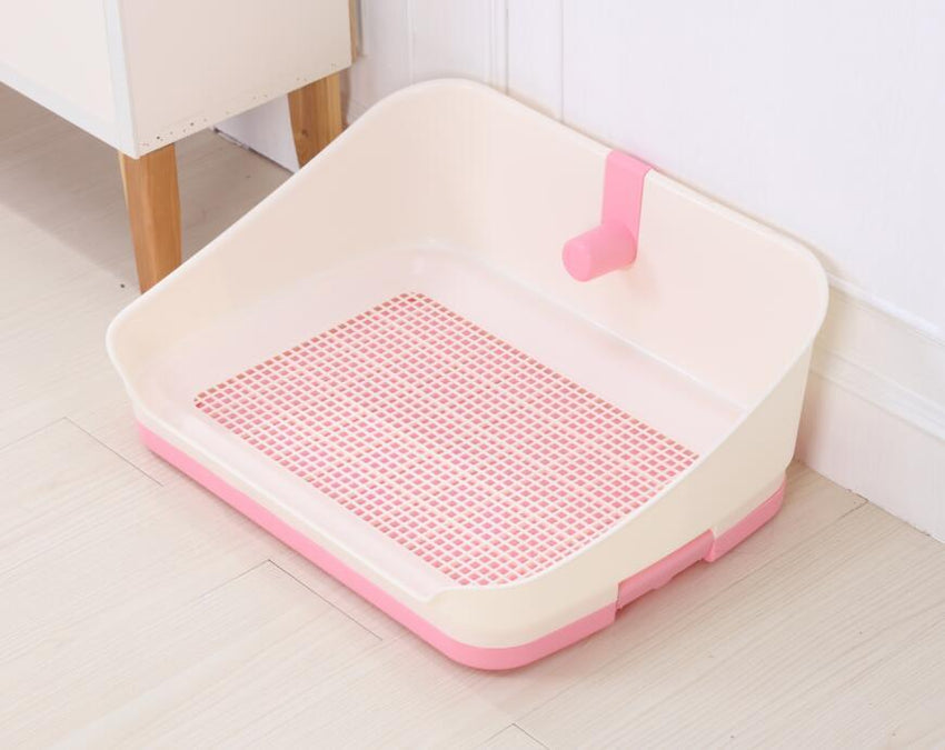 YES4PETS Medium Portable Dog Rabbit Potty Training Tray Pet Puppy Toilet Trays Loo Pad Mat With Wall Pink
