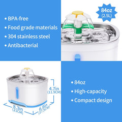 YES4PETS 2.5L Automatic Electric Pet Water Fountain Dog Cat Water Feeder Bowl Dispenser