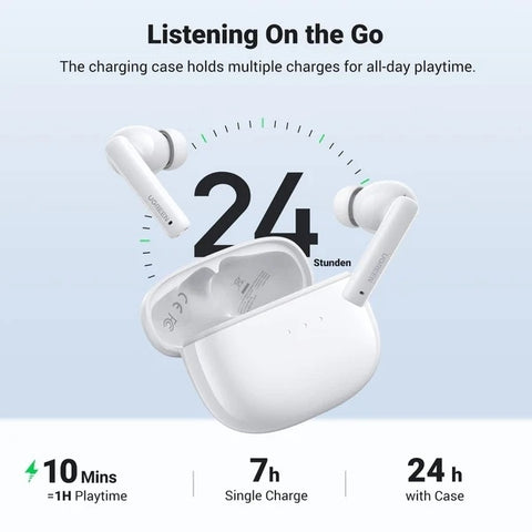 UGREEN 90206 HiTune T3 Active Noise-Cancelling Wireless Earbuds (White)