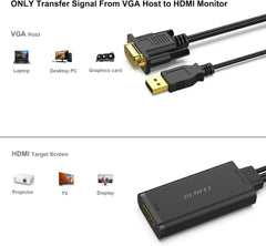 BENFEI 210BK VGA to HDMI Adapter with Audio Support and 1080P Resolution