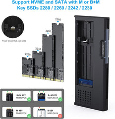 BENFEI 345GY M.2 NVME SATA SSD Enclosure, 10 Gbps USB Type-C/Type-A to NVME PCI-E SATA M-Key/(B+M)