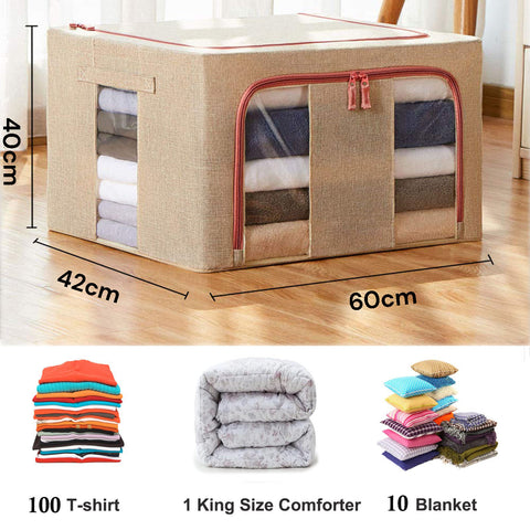 100L Cloth Storage Box Closet Organizer Storage Bags Clothes Storage Bags Wardrobe Organizer Idea CREAM