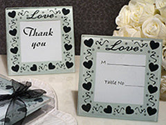 10 Pack Wedding Coasters Glass Square Photo Frame Bomboniere Favour 9x9cm - 2 Frames per Pack