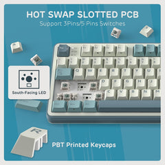 RK ROYAL KLUDGE S98 Mechanical Keyboard w/Smart Display & Knob, Top Mount 96% Wireless Mechanical Keyboard BT/2.4G/USB-C, Hot Swappable, Pale Green Switch 98 Keys