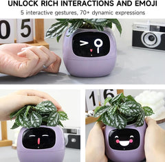 Intelligent Flower Pot, Electronic Bud, Maintenance Plant Assistant, Fun Interactive Flower Pot, Indoor Green Planting Monitoring, LCD Screen Display, Cell Phone APP Connection (Pink)