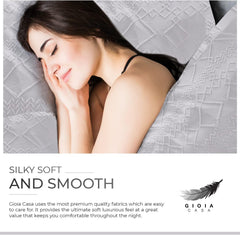 100% Premium Tufted Microfibre Quilt Cover Set - Ultra-Soft, Durable Embroidery Bedding Comforter Set - Machine Washable & Zipper Closure - White - Super King