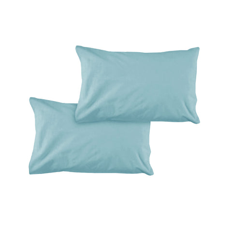 Pair of Solid Colour Microfiber Standard Pillowcases 48x73cmx15cm (Flap) Frost Blue